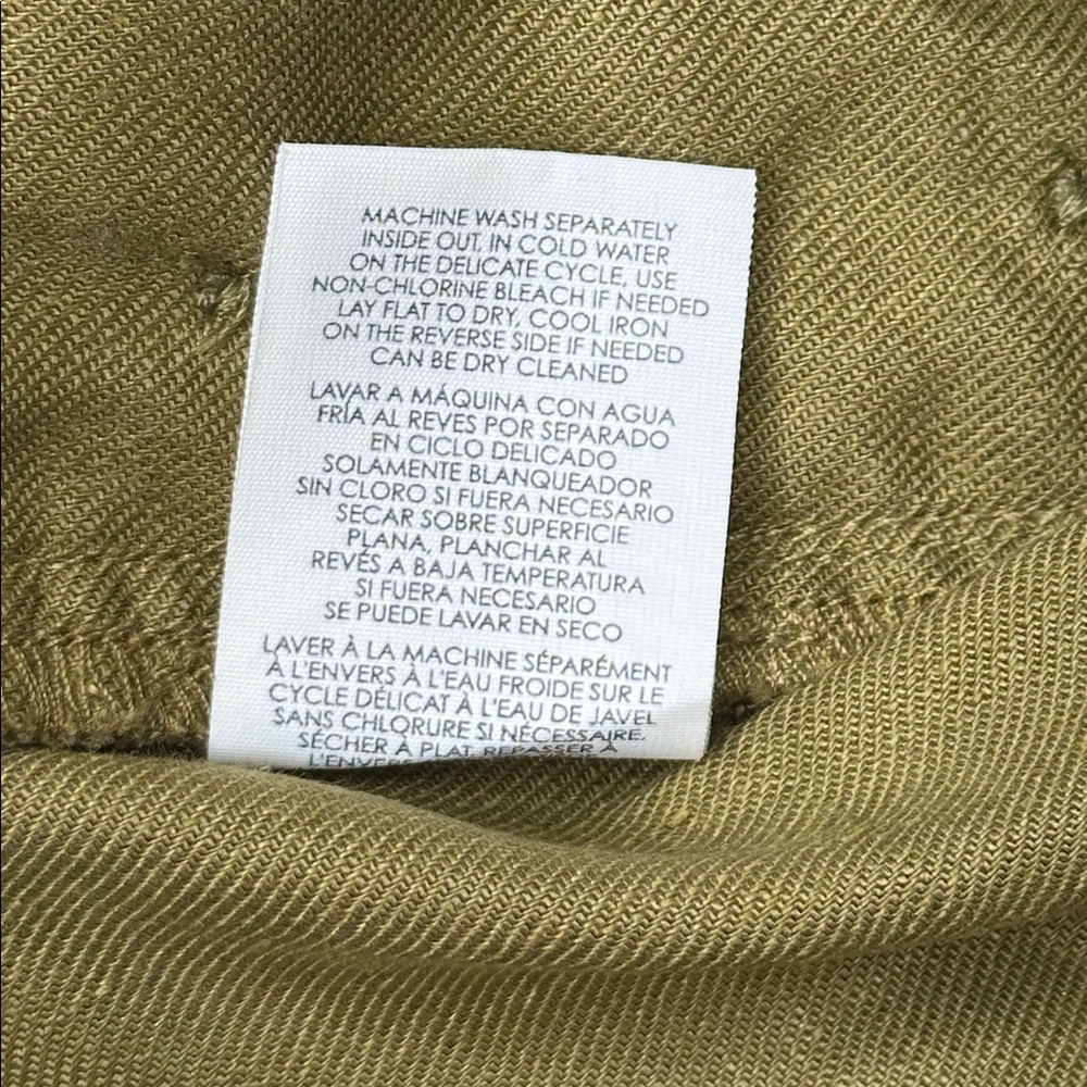 Cabi Women's‎ Linen Blend Charlie Trouser Size 14 Olive Green Flared Pant #5314L - Picture 11 of 16
